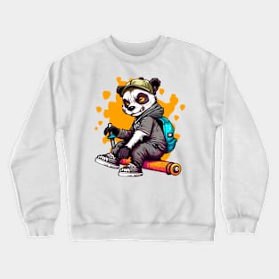 Funny Cute Panda bear rebel cartoon Crewneck Sweatshirt